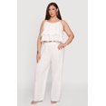 thumbnail image 1 of Women's Plus Size High Waisted Crepe Knit Tiered Palazzo Pants, 1 of 4