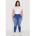 thumbnail image 1 of Women's Plus Size High Waisted Distressed Skinny Jeans, 1 of 5