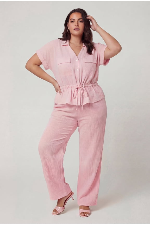 Women's Plus Size High Waisted Gauze Knit Pants