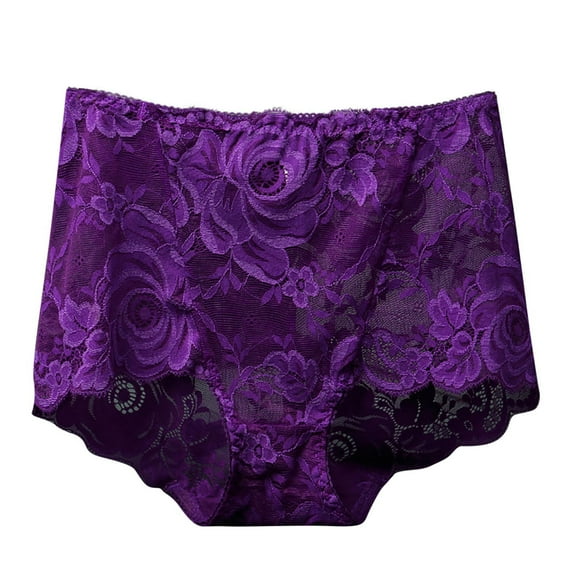 Women's Plus Size High Waisted Lace Panties Cheeky Briefs Seamless No Show Underwear Breathable Lightweight Sexy Lingerie Comfort Fit Tummy Control