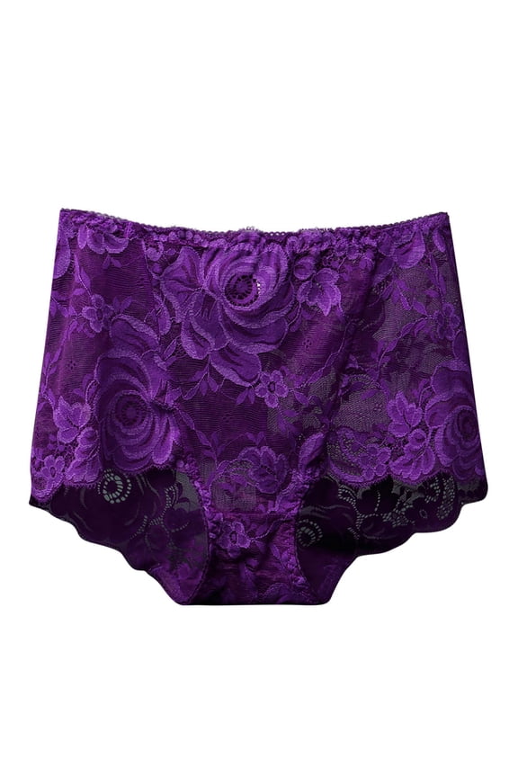 Women's Plus Size High Waisted Lace Panties Cheeky Briefs Seamless No Show Underwear Breathable Lightweight Sexy Lingerie Comfort Fit Tummy Control