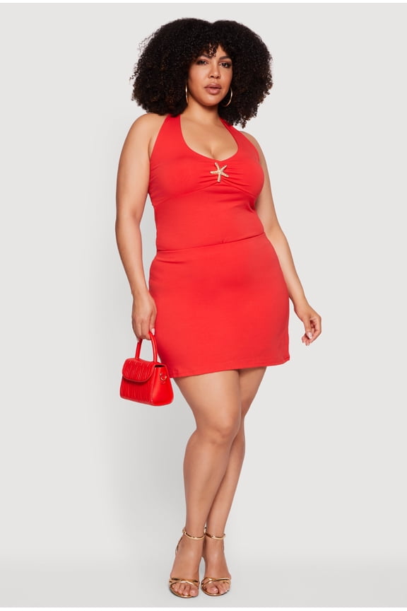 Women's Plus Size High Waisted Mini Pencil Skirt
