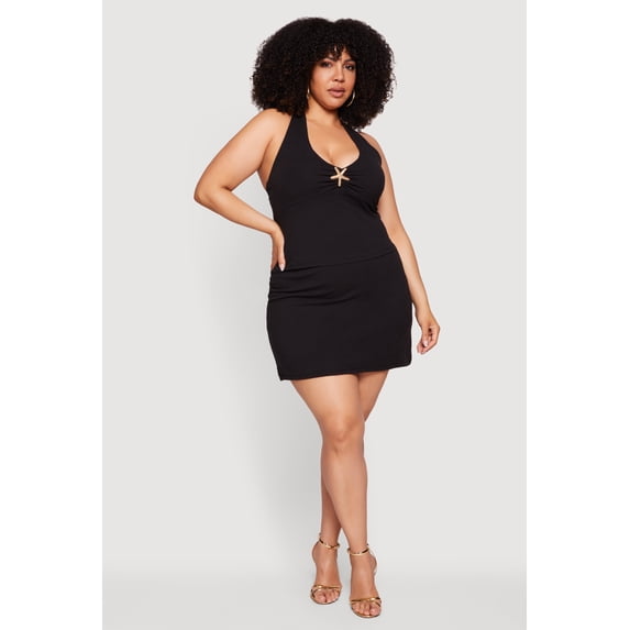 Women's Plus Size High Waisted Mini Pencil Skirt