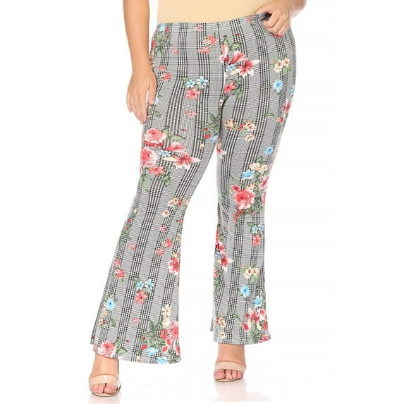 Women's Plus Size High Waisted Print Soft Stretch Palazzo Flare Pants