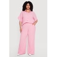 thumbnail image 1 of Women's Plus Size High Waisted Seersucker Wide Leg Pants, 1 of 4