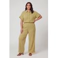 thumbnail image 1 of Women's Plus Size High Waisted Seersucker Wide Leg Pants, 1 of 4