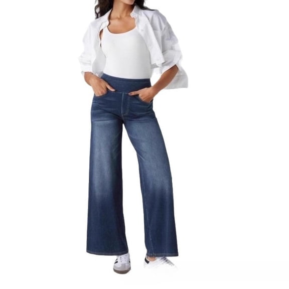 Women’s Plus-Size High-Waisted Wide-Leg Jeans, Vintage Washed Loose-Fit Denim Pants, Casual Long Trousers for Daily Wear, Comfortable Relaxed Retro Style