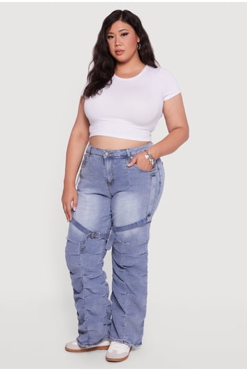 Plus Size Buckle Jeans display picture 3