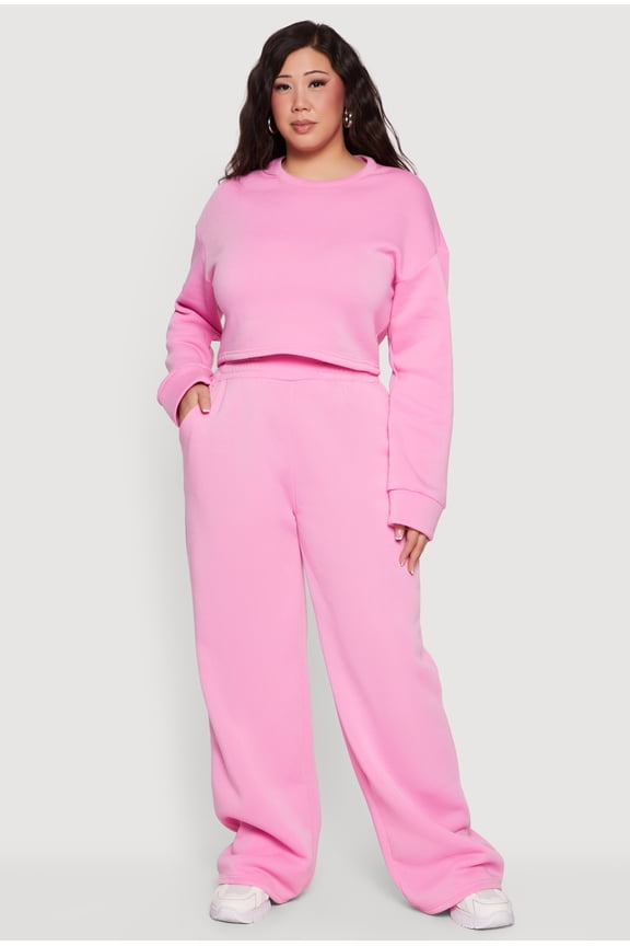 Women's Plus Size High Waisted Wide Leg Sweatpants