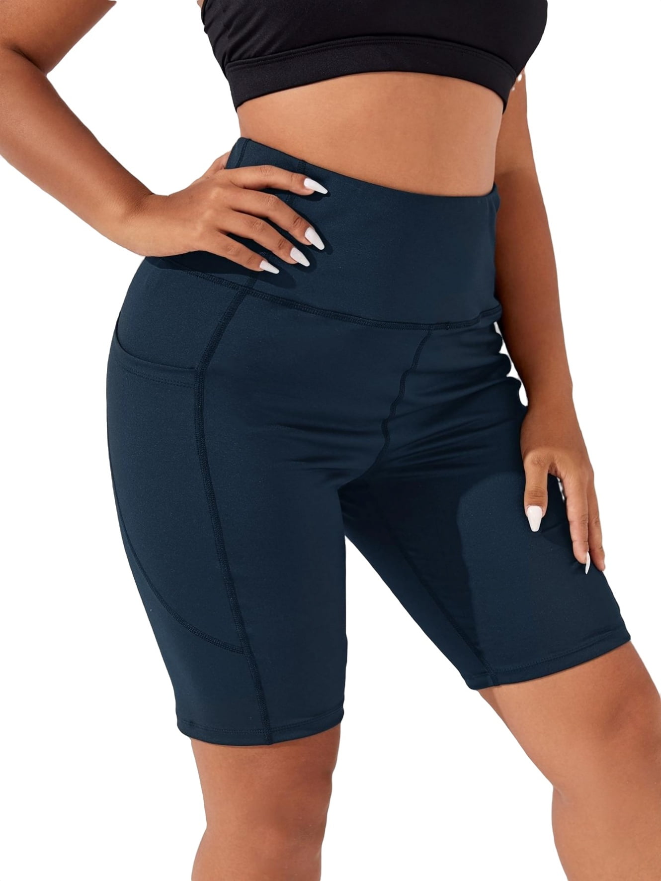 Women's Plus Size High Waisted Yoga Shorts High Stretch Biker Shorts With  Phone Pocket Tummy Control Workout Running 3XL(18) 