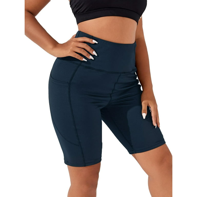 Buy SHAPERX Women Pockets– High Waisted Tummy Control Soft Workout Shorts,Yoga  Athletic, Running Short Nylon & Spandex Dry-Fit Short Free Size (26 Till  32) Pack of 1 (Black) at
