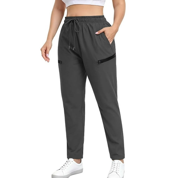 Women's Plus Size Hiking Cargo Pants Athletic Workout Outdoor Quick Dry Lightweight Joggers with Zipper Pockets New Travel Pants Women Dark Gray XL