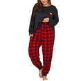 thumbnail image 1 of Plus Size Pajama Set for Women Casual Crewneck Long Sleeve Top and Plaid Pants 2 Piece Outfits Loungewear Sleepwear, 1 of 4