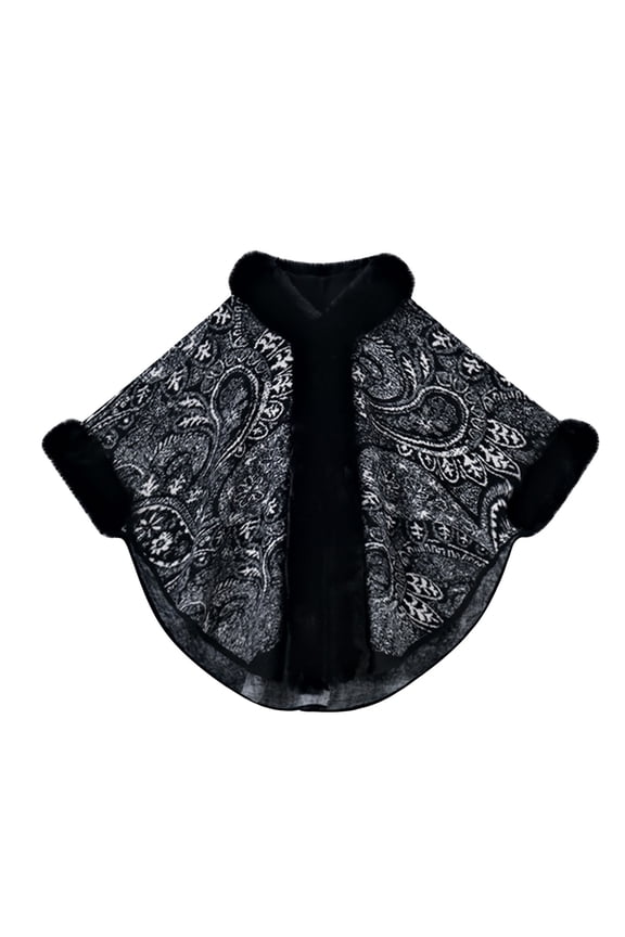 Women’s Plus Size Hooded Bohemian Jacquard Shawl Cloak Sleeveless Casual Outerwear Soft Breathable Stylish Versatile Cape Jacket For Daily & Travel