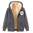 thumbnail image 1 of Women's Plus Size Hooded Coat Winter Warm Lamb Print Cardigan Outerwear Casual Long Jacket, 1 of 2