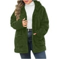 thumbnail image 1 of Women's Plus Size Hooded Fuzzy Fleece Coats Zip Up Casual Plush Jacket Warm Winter Sherpa Outerwear with Pockets, 1 of 5