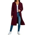 thumbnail image 1 of Women's Plus Size Hooded Jacket, Fashion Casual Long Sleeve Solid Color Outerwear, Warm Cozy Daily Coat, Burgundy, XXL, 1 of 3
