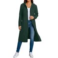 thumbnail image 1 of Women's Plus Size Hooded Jacket, Fashion Casual Long Sleeve Solid Color Outerwear, Warm Cozy Daily Coat, Dark Green, S, 1 of 3