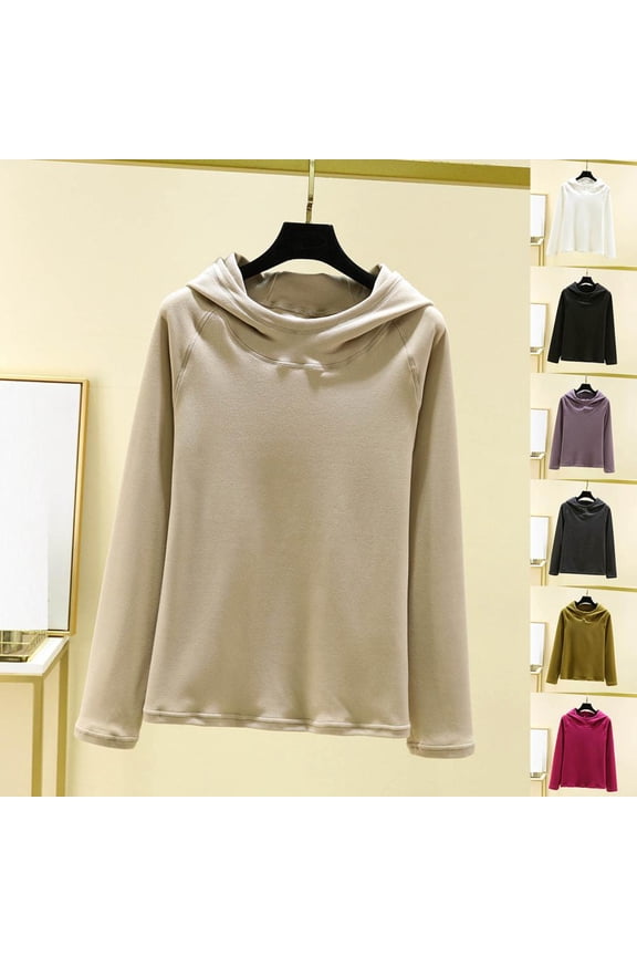 Women's Plus Size Hooded Long Sleeve Soft Velvet Lounge Shirt for Winter Warmth and Home Comfort