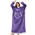 thumbnail image 1 of Women's Plus Size Hooded Robe with Pocket, Oversized Wearable Blanket, Flannel Sherpa Loungewear, Cozy Fleece Robe for Pet Owners, Holds Small Dogs & Cats, 1 of 5