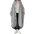 thumbnail image 1 of Women's Plus Size Hooded Trench Coat, Casual Long Jacket, Lightweight Spring Fall Coat, Loose Fit Outerwear, Everyday Long Sleeve Coat Grey S, 1 of 5