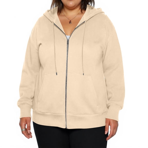 Women's Plus Size Hoodie Fall Winter Fashion Zip Up Loose Light Warm House Sweatshirt Cute Holiday Funny Soft Jackets Beige 2XL