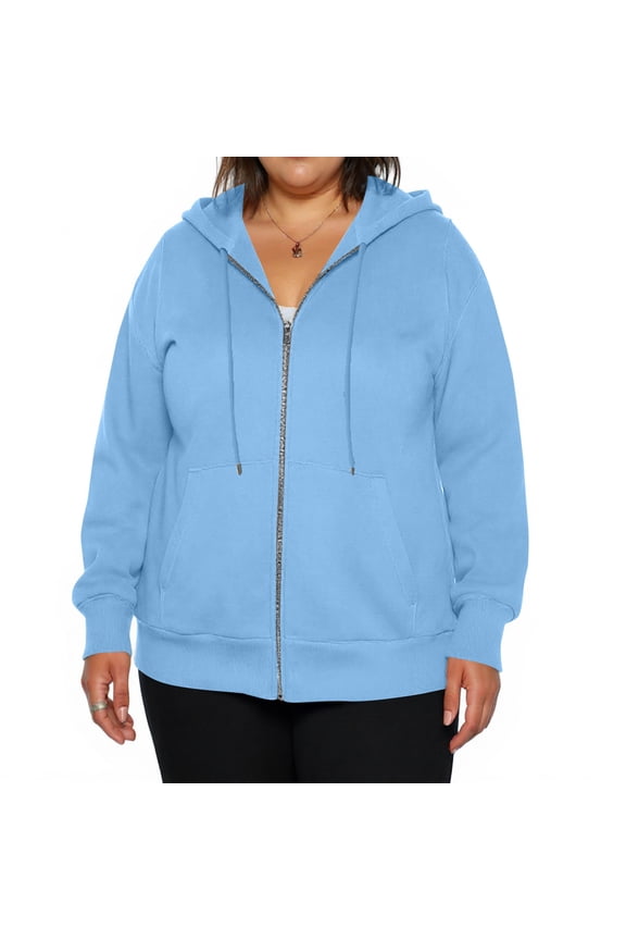 Women's Plus Size Hoodie Fall Winter Fashion Zip Up Loose Light Warm House Sweatshirt Cute Holiday Funny Soft Jackets Blue 2XL