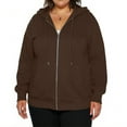 thumbnail image 1 of Women's Plus Size Hoodie Fall Winter Fashion Zip Up Loose Light Warm House Sweatshirt Cute Holiday Funny Soft Jackets Coffee L, 1 of 5