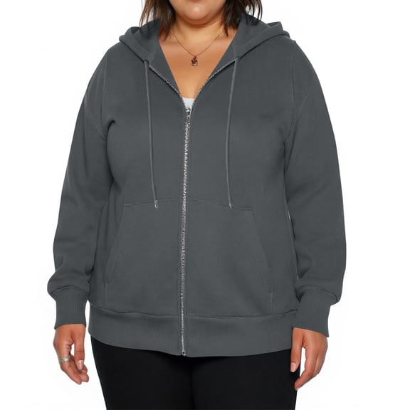 Women's Plus Size Hoodie Fall Winter Fashion Zip Up Loose Light Warm House Sweatshirt Cute Holiday Funny Soft Jackets Dark Gray 2XL