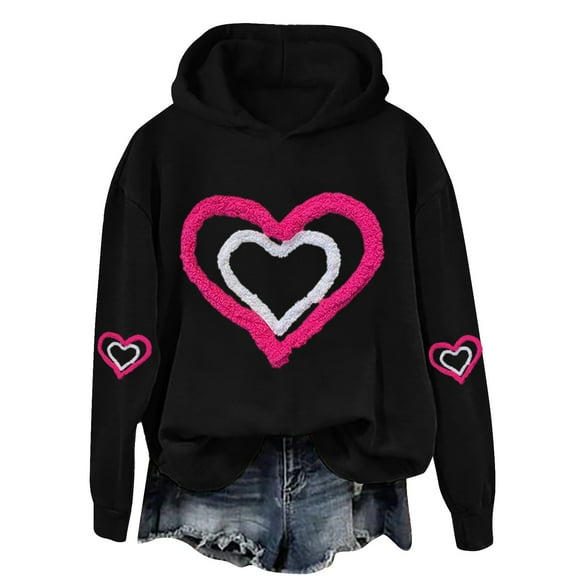Women's Plus Size Hoodie, Trendy Casual Heart Hoodie Women's Heart Graphic Hoodie for Women Valentine's Day Casual Heart Hoodie Valentine's Day Heart Hoodie