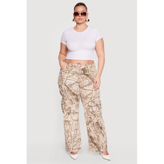 Women's Plus Size Hunter Camo Cargo Pocket Pants