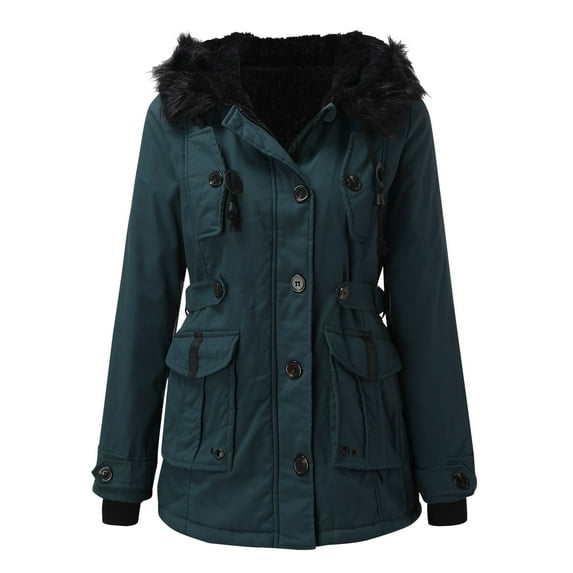 Women's Plus Size Jacket Warm Coat Jacket Outwear Lined Trench Winter Hooded Pocket Thick Warm Overcoat