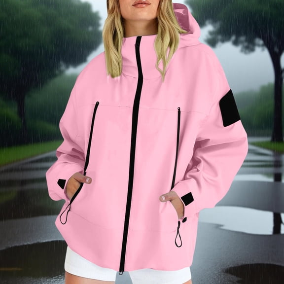 Women's Plus Size Jackets and Outerwear Hooded Rainproof Windproof for Autumn Wear​​