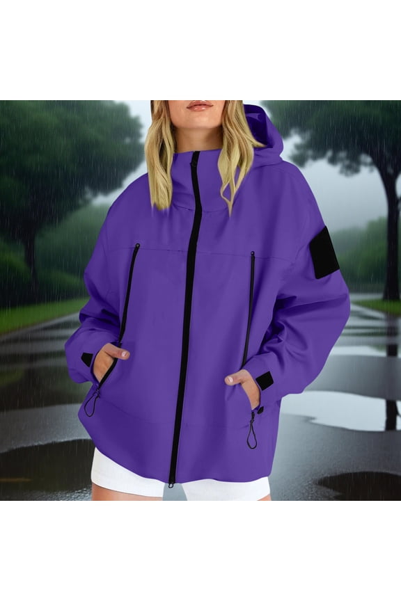 Women's Plus Size Jackets and Outerwear Hooded Rainproof Windproof for Autumn Wear​​