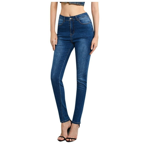 Women's Plus Size Jeans - High Waist Slim Fit Stretch Denim, Tummy Control Skinny Pants with Comfort Waistband,for Size S