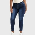 thumbnail image 1 of Women's Plus Size Jeans, High Waisted Slim Fit Stretchy Denim Pants, Tummy Control Pencil Pants for Casual Wear, Work, and Daily Outfits-Dark Blue, 1 of 9