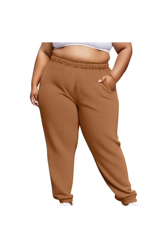 Women's Plus Size Joggers Pants Fleece Lined Active Sweatpants Loose Fit Tapered Workout Yoga Lounge Pants with Pockets