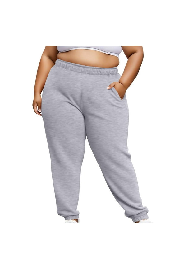 Women's Plus Size Joggers Pants Fleece Lined Active Sweatpants Loose Fit Tapered Workout Yoga Lounge Pants with Pockets