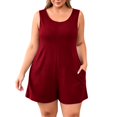 thumbnail image 1 of Women's Plus Size Jumpsuits Casual Sleeveless Short Overalls Pleated Front Rompers Summer Loose Fit One Piece Outfits with Pockets, 1 of 5