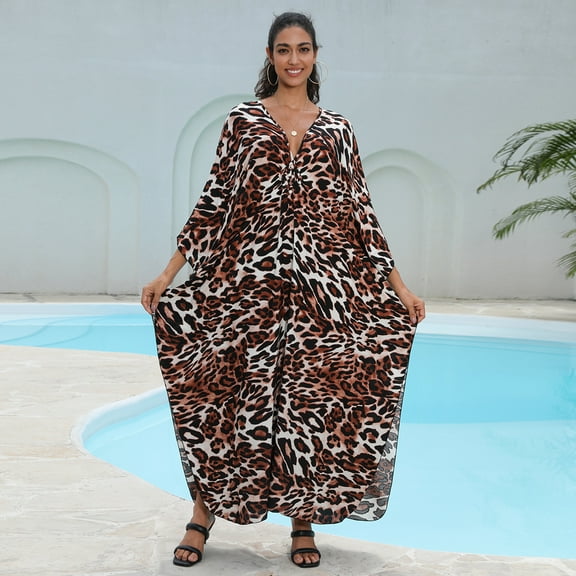 Women's Plus Size Kaftan Dress – Plus Size Maxi Dress Moo Moos Beach Cover Up,Bathing Suit Cover-Up Loungewear