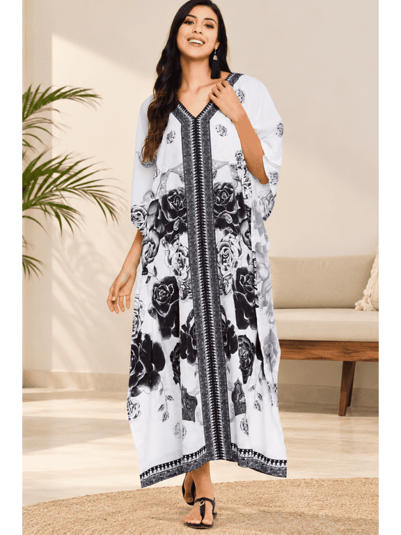 Women's Plus Size Kaftan Dresses Boho Long Maxi Dress Ladies Casual Hippie Kimono Sleeve Loose Caftan Online