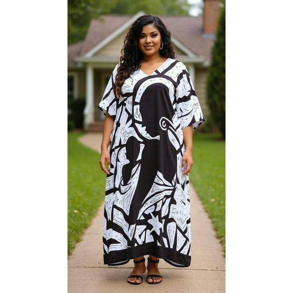 Women's Plus Size Kaftan Dresses Boho Long Maxi Dress Ladies Casual Hippie Kimono Sleeve Loose Caftan Online