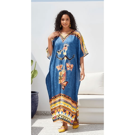 Women's Plus Size Kaftan Dresses Boho Long Maxi Dress Ladies Casual Hippie Kimono Sleeve Loose Caftan Online
