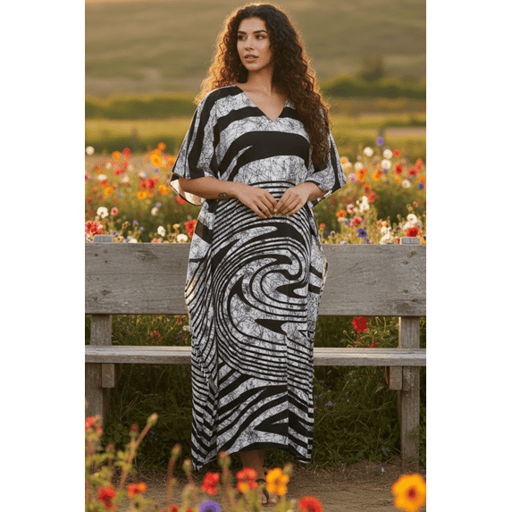 Women's Plus Size Kaftan Dresses Boho Long Maxi Dress Ladies Casual Hippie Kimono Sleeve Loose Caftan Online