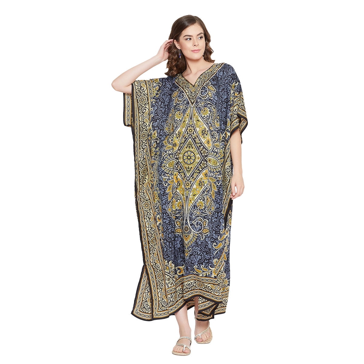 Women s Plus Size Kaftan Dresses for Women Casual Long Caftan Plus Size Maxi Kimono Ladies Caftans Online by Oussum Walmart