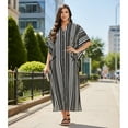 thumbnail image 1 of Women's Plus Size Kaftan Dresses with Pocket Stripes Boho Long Maxi Dress Ladies Casual Hippie Kimono Sleeve Loose Caftan Online, 1 of 7