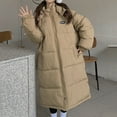 thumbnail image 1 of Women's Plus Size Knee Length Puffer Coat, Thickened Hooded Winter Parka, Oversized Down Alternative Coat, Warm Winter Jacket with Large Pockets Khaki S, 1 of 9