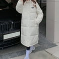 thumbnail image 1 of Women's Plus Size Knee Length Puffer Coat, Thickened Hooded Winter Parka, Oversized Down Alternative Coat, Warm Winter Jacket with Large Pockets White XXL, 1 of 9