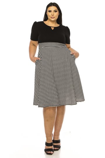 knee length dresses for ladies Color Blocked Dress – NICZKA main image 1