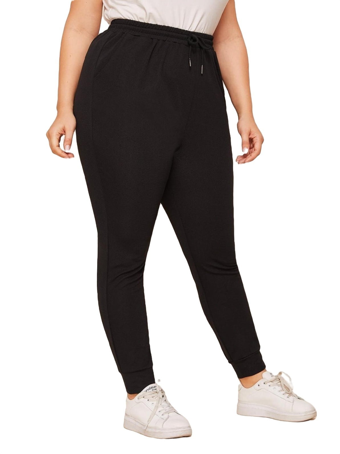 Women's Plus Size Solid High Waisted Stretchy Straight Leg Pants Long  Trousers 3XL(18)
